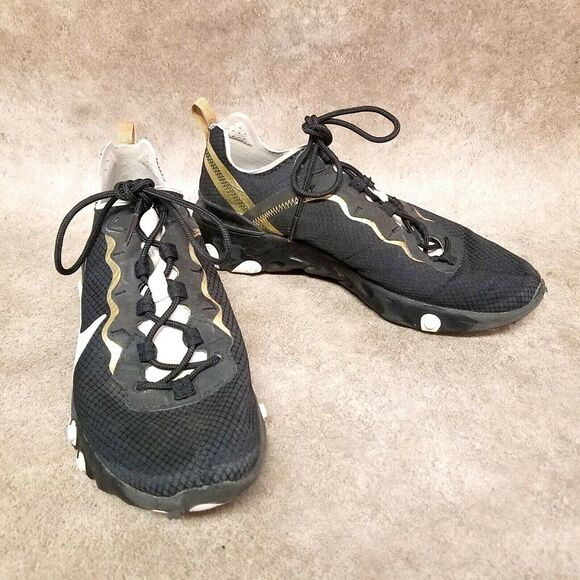 Nike Mens React Element 5S SE CT1590-001 Size 8.5 Black Gold Athletic Sneakers